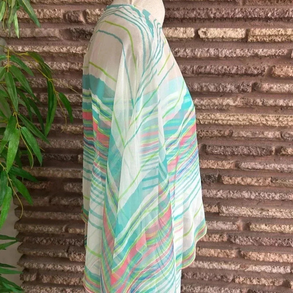 Nat Kaplan Couture Vintage 60s Silk Striped Caped Maxi Dress - Picture 5 of 13